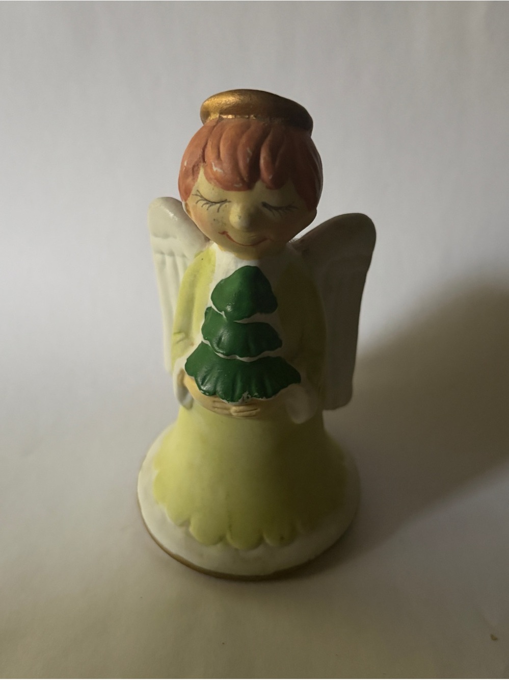 Vintage Christmas Angel Holding Tree Bell 4 1/2”